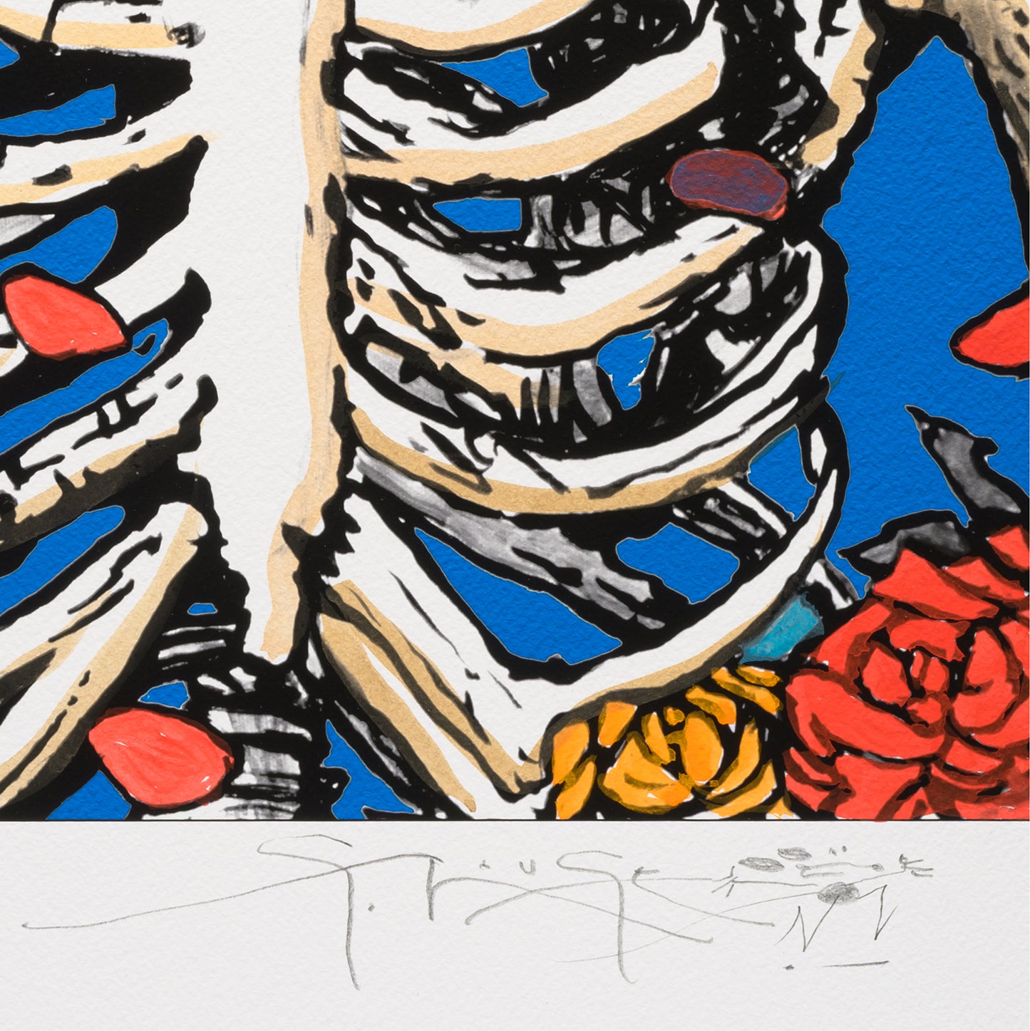 Stanley Mouse, Skeleton with Colorful Roses